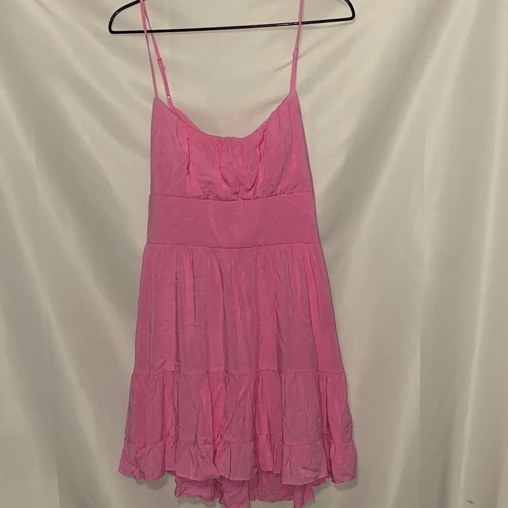 NWT B.DARLIN WO JUNIOR SIZE 11/12 PINK‎ MINI DRESS OPEN TIE BACK W- ZIPPER
